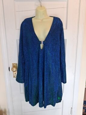 Sparkling Deep Blue V-Neck Dress
